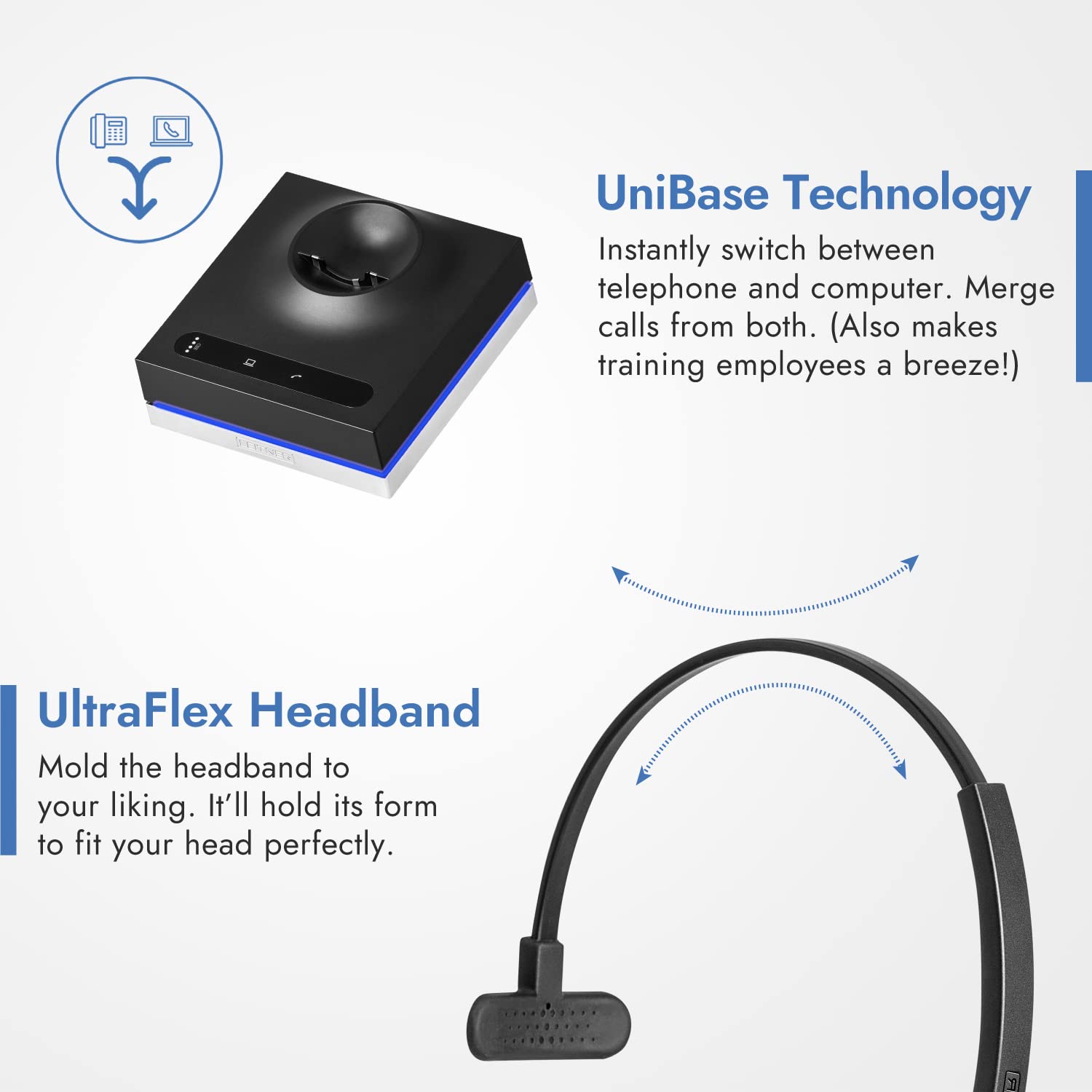 Leitner Lh570 2 In 1 Wireless Office Headset With Mic   Computer & Telephone Headset   Dect Headset, Not Bluetooth   5 Year Warr