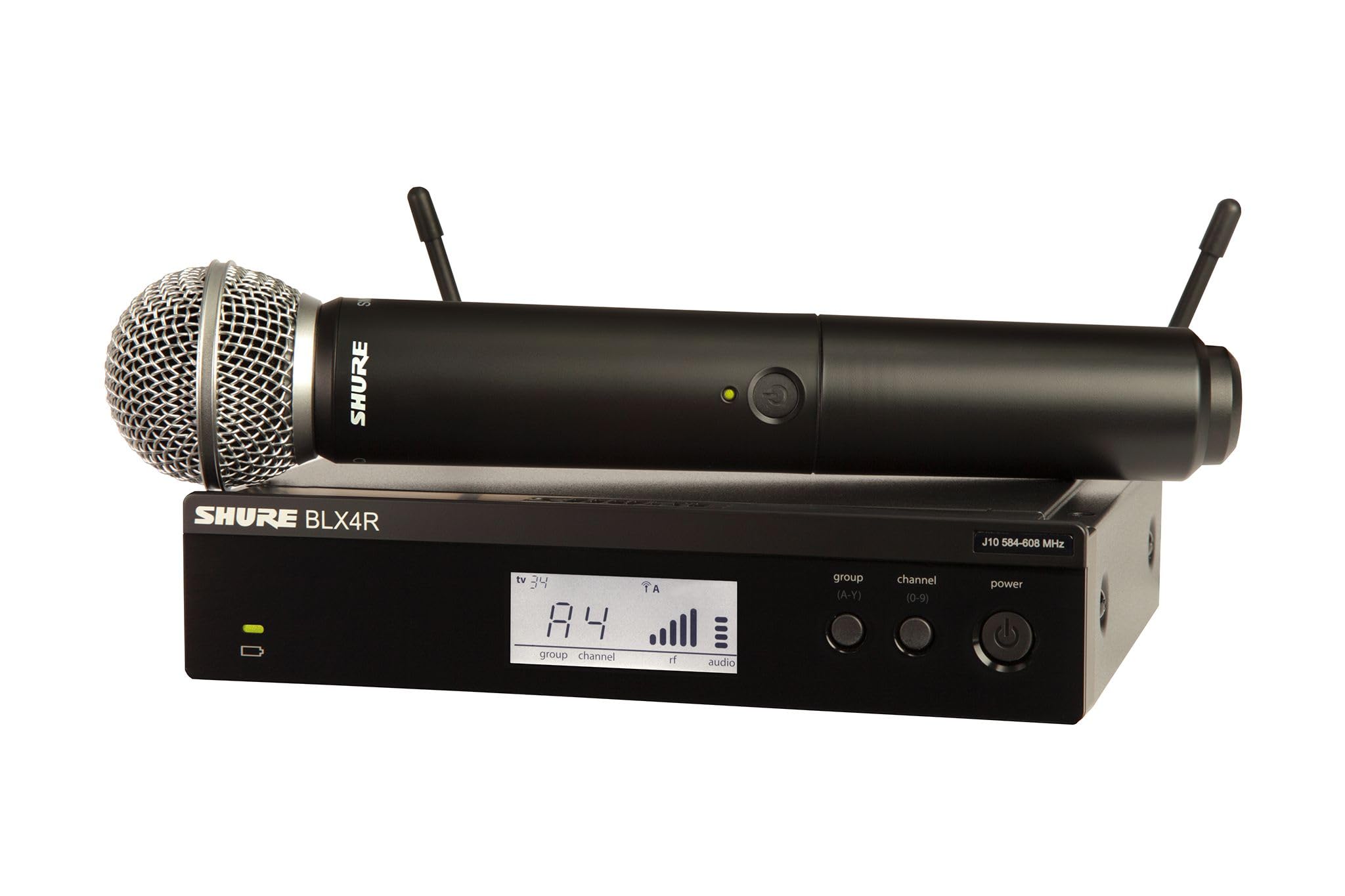 Shure Blx24R/Sm58 Wireless Microphone System   14 Hour Battery Life, 300 Ft Range, Uhf | Sm58 Handheld Vocal Mic, Single Channel