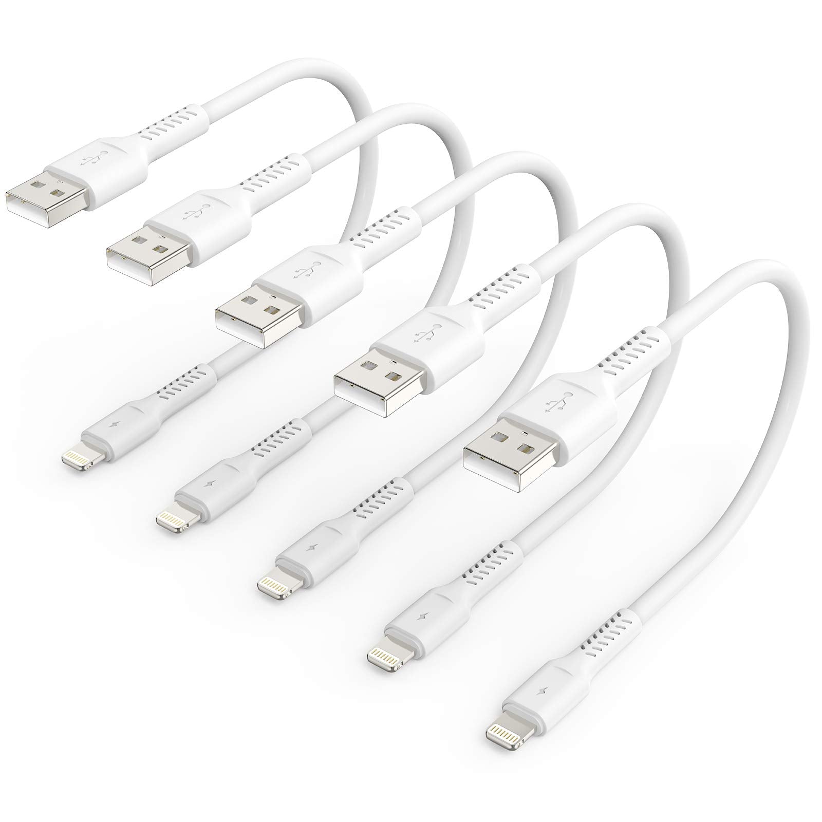1Ft Iphone Charge Cable Short, 5Pack Usb To Lightning Cord For Fast Charging Stations 1 Foot Compatible With Apple Iphone 12 11