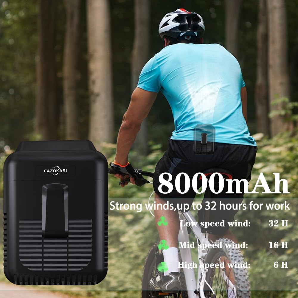 Cazokasi Personal Fan Portable Usb Rechargeable Waist Clip Fan Working Fan Hand Free 8000Mah, 6 32Hours Wearable Cooler Fan For