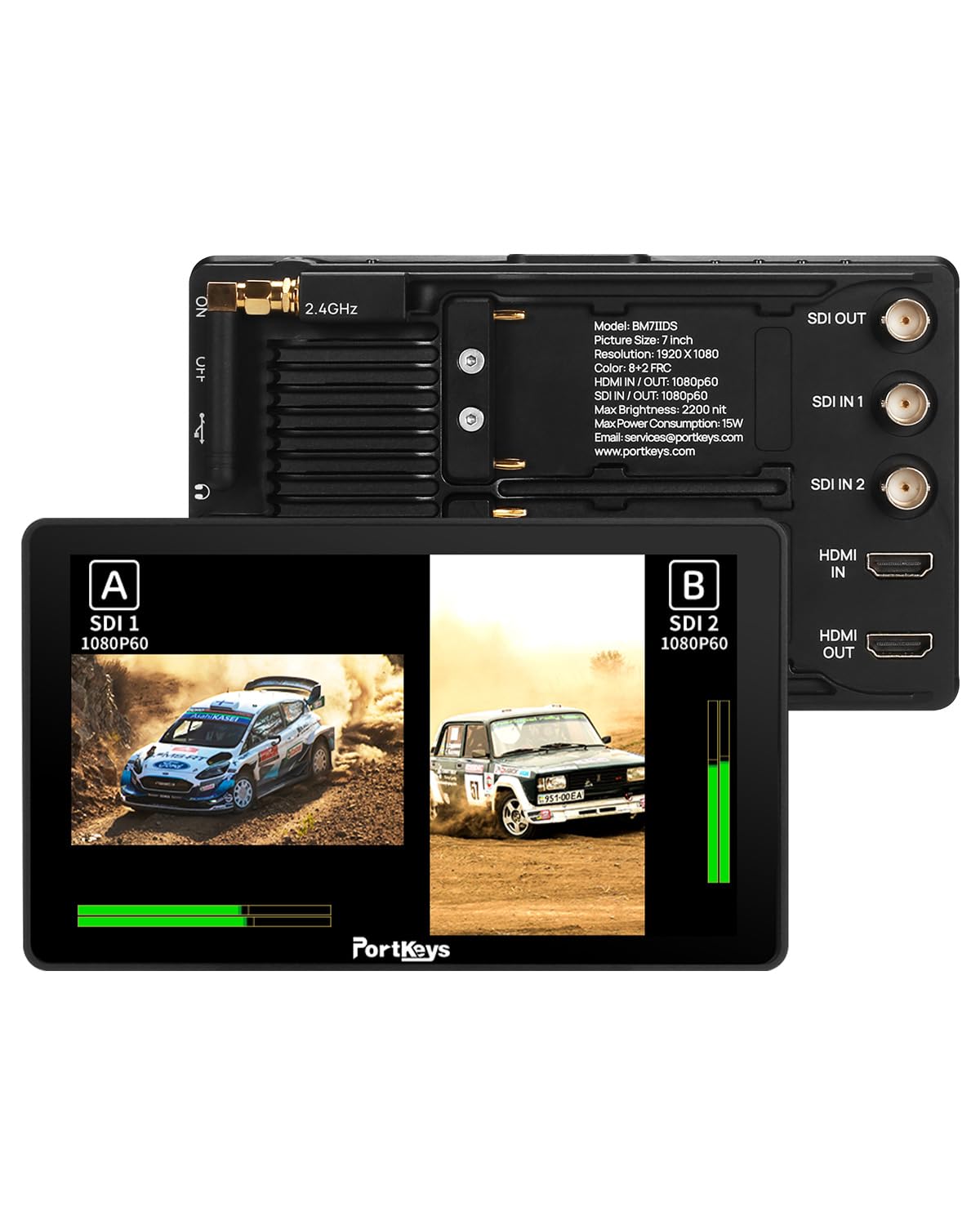 Portkeys Bm7 Ii Ds Camera Field Monitor 2200Nit Highlight Dual Screen Wireless Control Camcorder Monitor For Red Komodo V Raptor