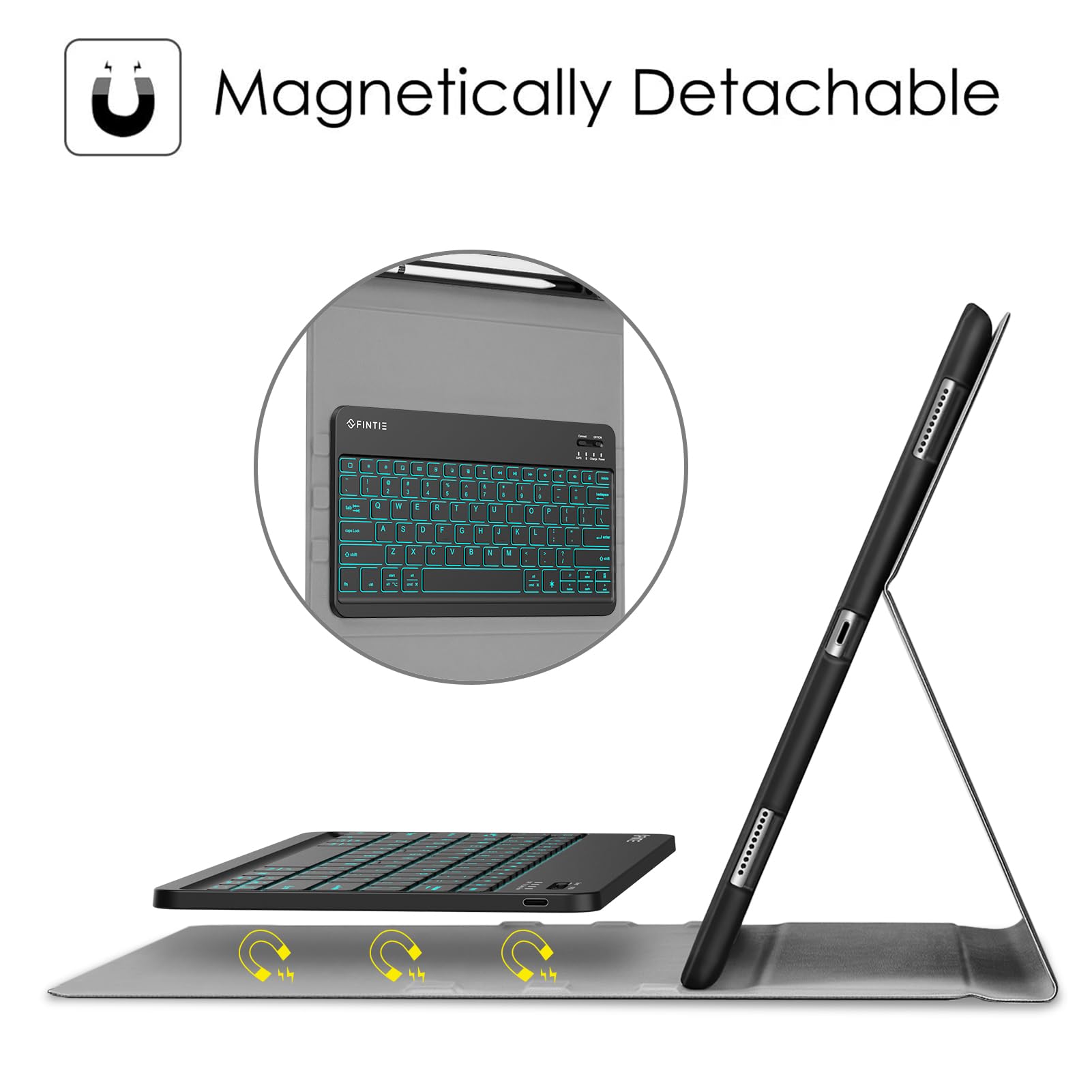 Fintie Keyboard Case   2017/2015 Ipad Pro 12.9 Inch (Old Model) 1St & 2Nd Gen Case, Soft Tpu Protective Cover, [7 Color Backlit]