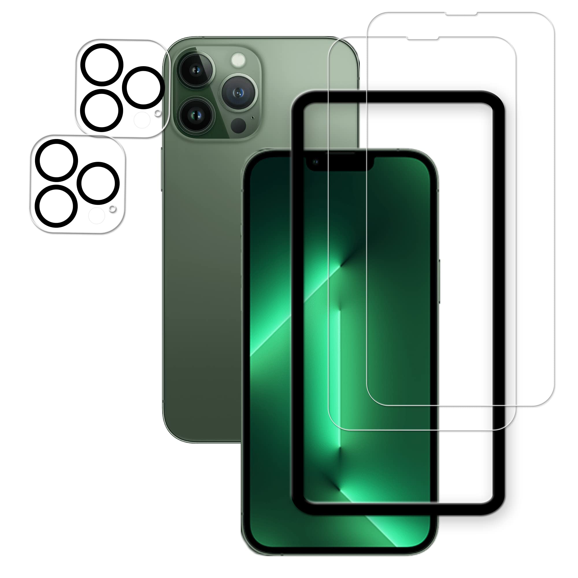 Hkkais Easy Alignment Frame Designed For Iphone 13 Pro Max [6.7 Inch] Tempered Glass Screen Protector 2 Pack Camera Lens Protect