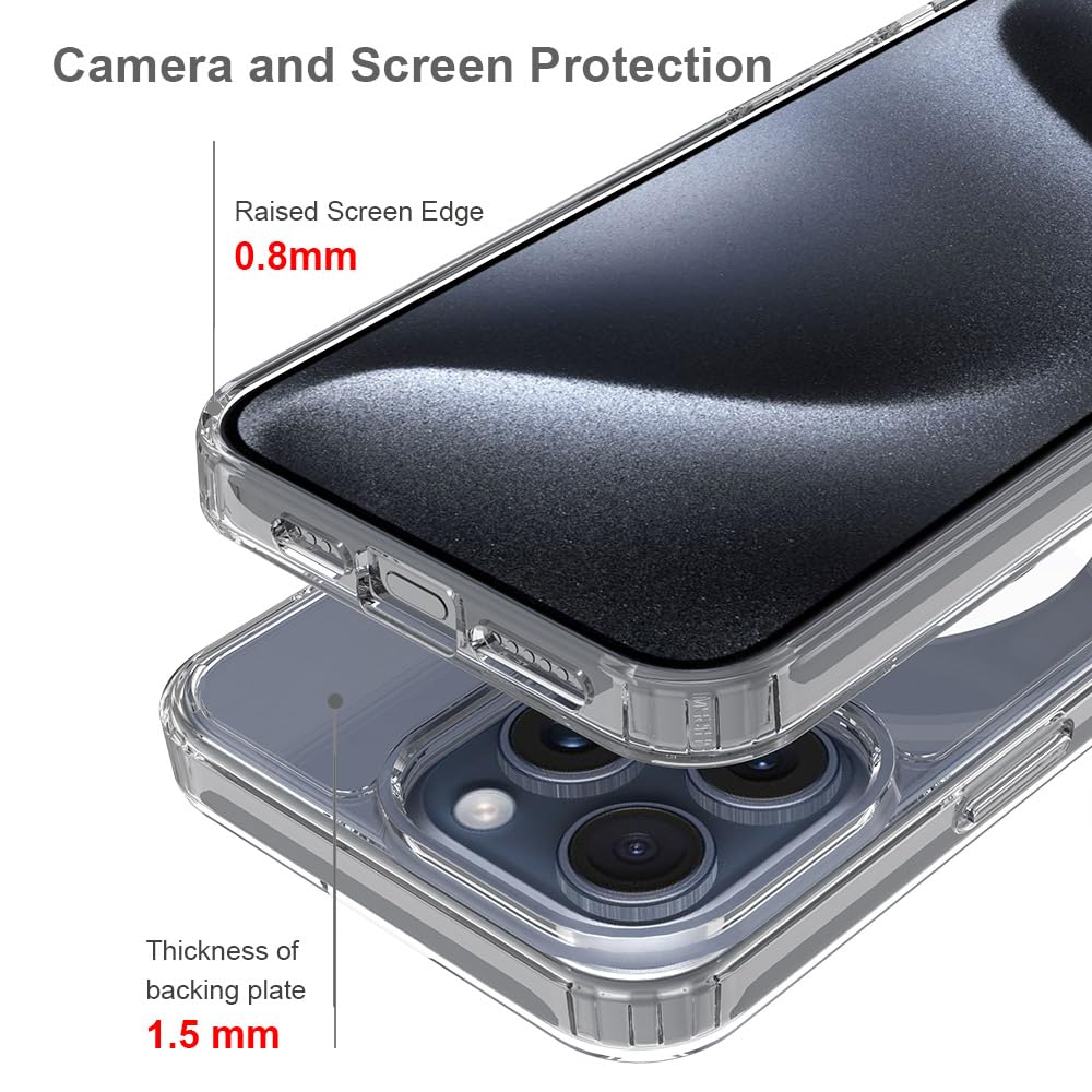 Pinlisheng Magnetic For Iphone 15 Pro Max Case,Compatible With Magsafe,Shockproof Anti Scratch Clear Thin Slim Phone Case.Clear