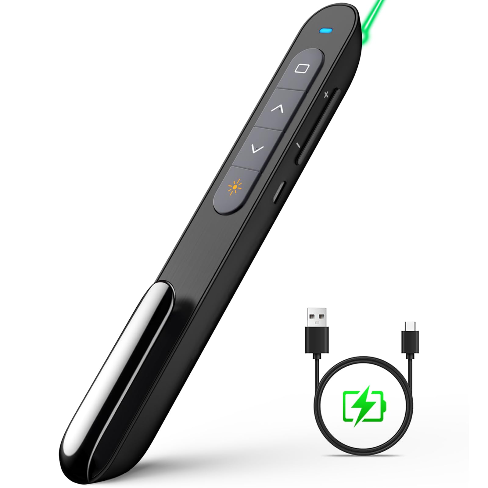 Norwii N76 Rechargeable Presentation Clicker With Green Laser Pointer For Presentations Lazer Pointer Powerpoint Clicker Wireles