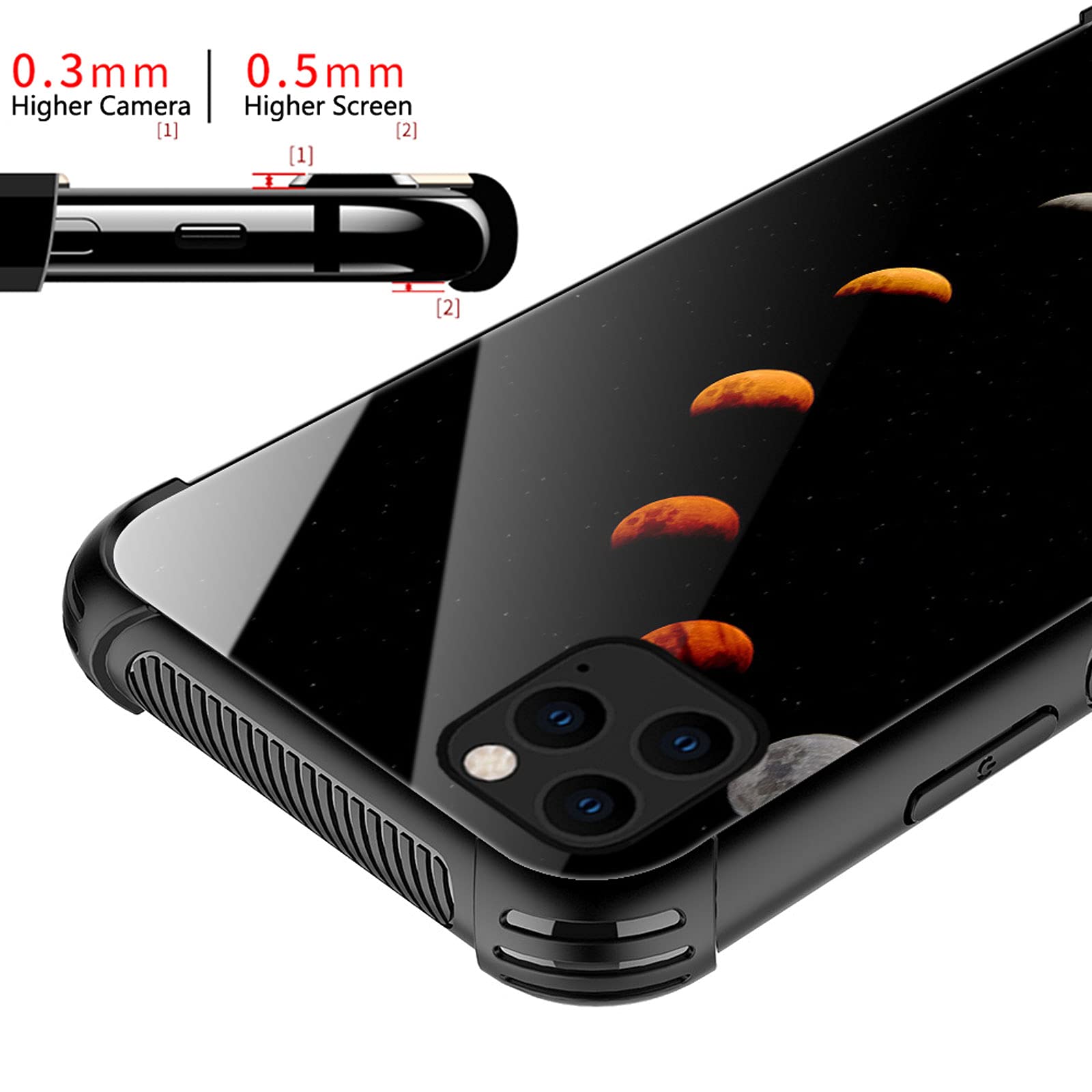 CARLOCA iPhone 13 Pro Max Case Moon Phase Cycle Graphic Shockproof Hard Acrylic