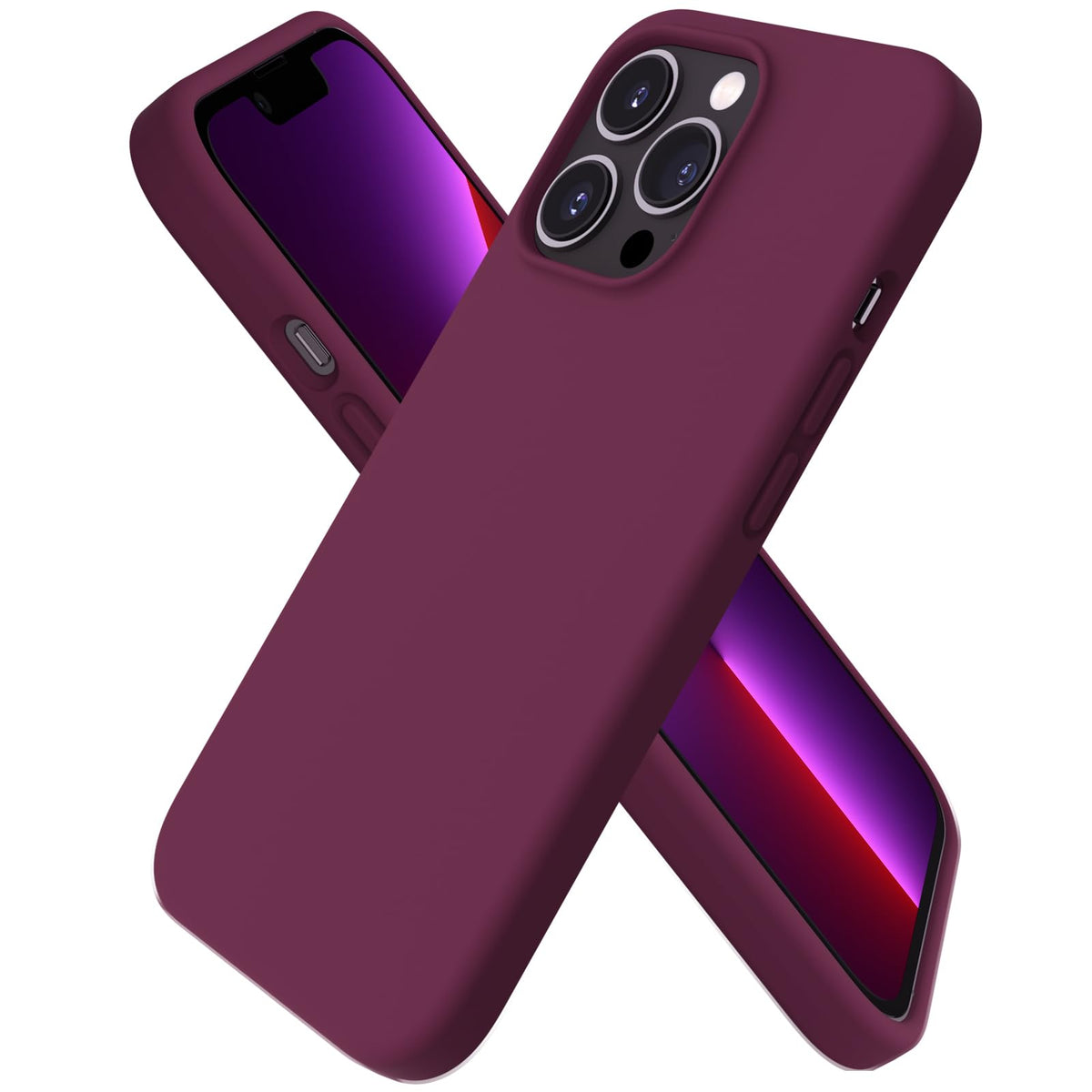 Ornarto Compatible With Iphone 13 Pro Case 6.1, Slim Liquid Silicone 3 Layers Full Covered Soft Gel Rubber Case Cover 6.1 Inch W