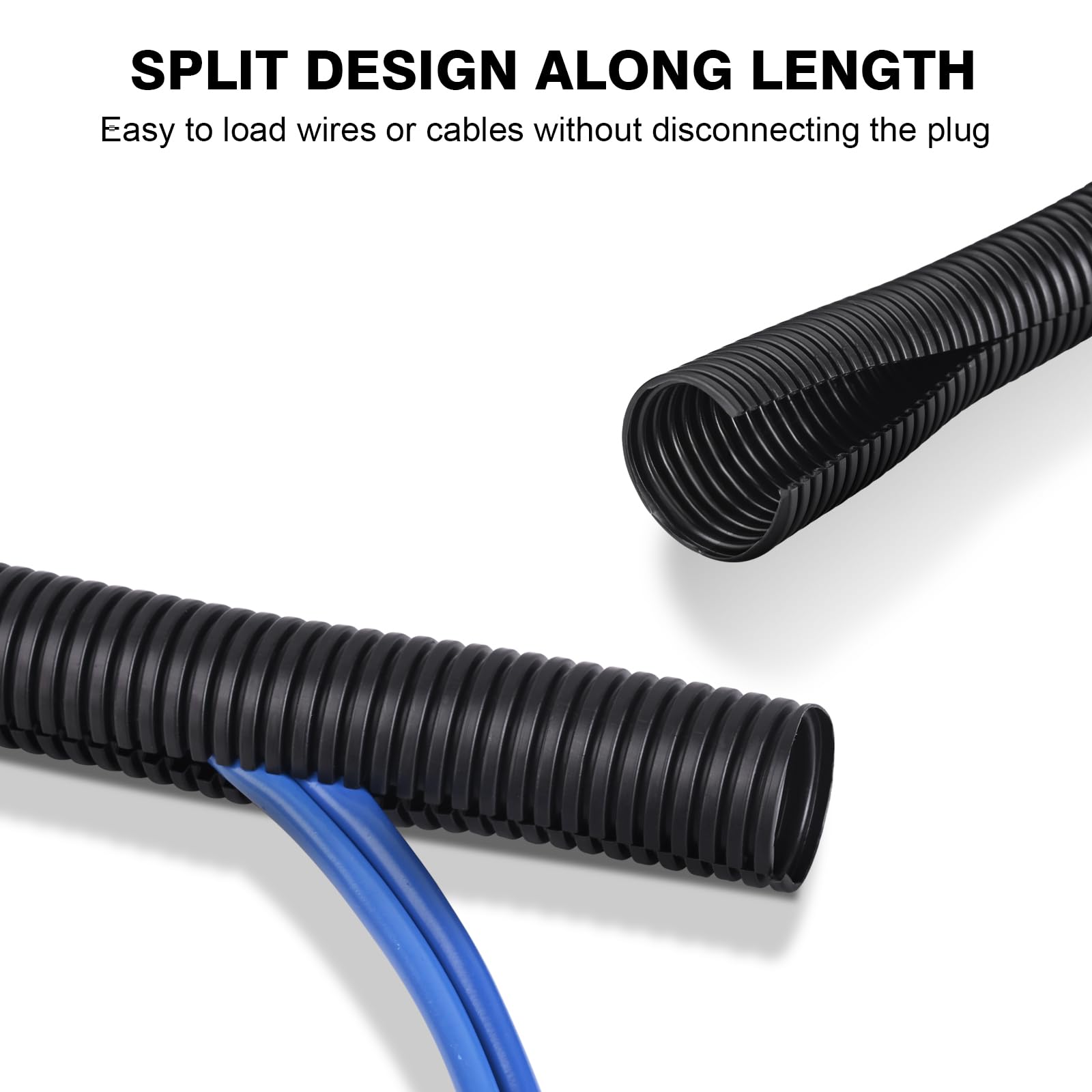 CrocSee Flame Retardant Split Wire Loom Tubing CS.7B.166 Polypropylene Black 1 Inch 25ft