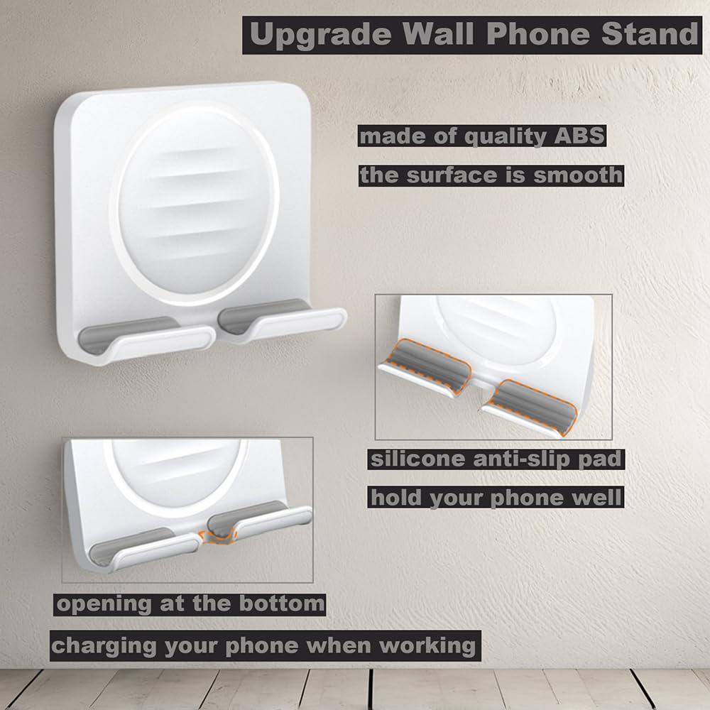 Geyitafum Shower Phone Holder, Wall Mount Cellphone Stand With 3Pcs Adhesive Pads, Adjustable & Portable Mirror Smartphone Wall