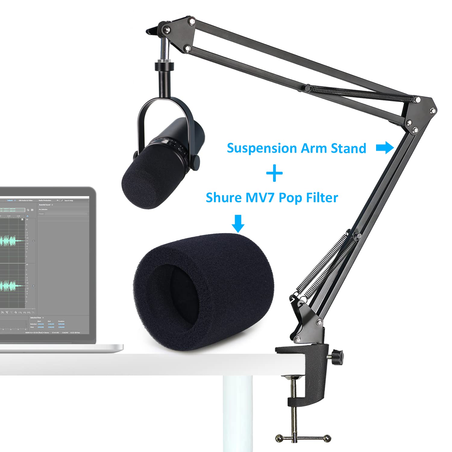SUNMON Shure MV7 Boom Arm Mic Stand - Thumbnail 3