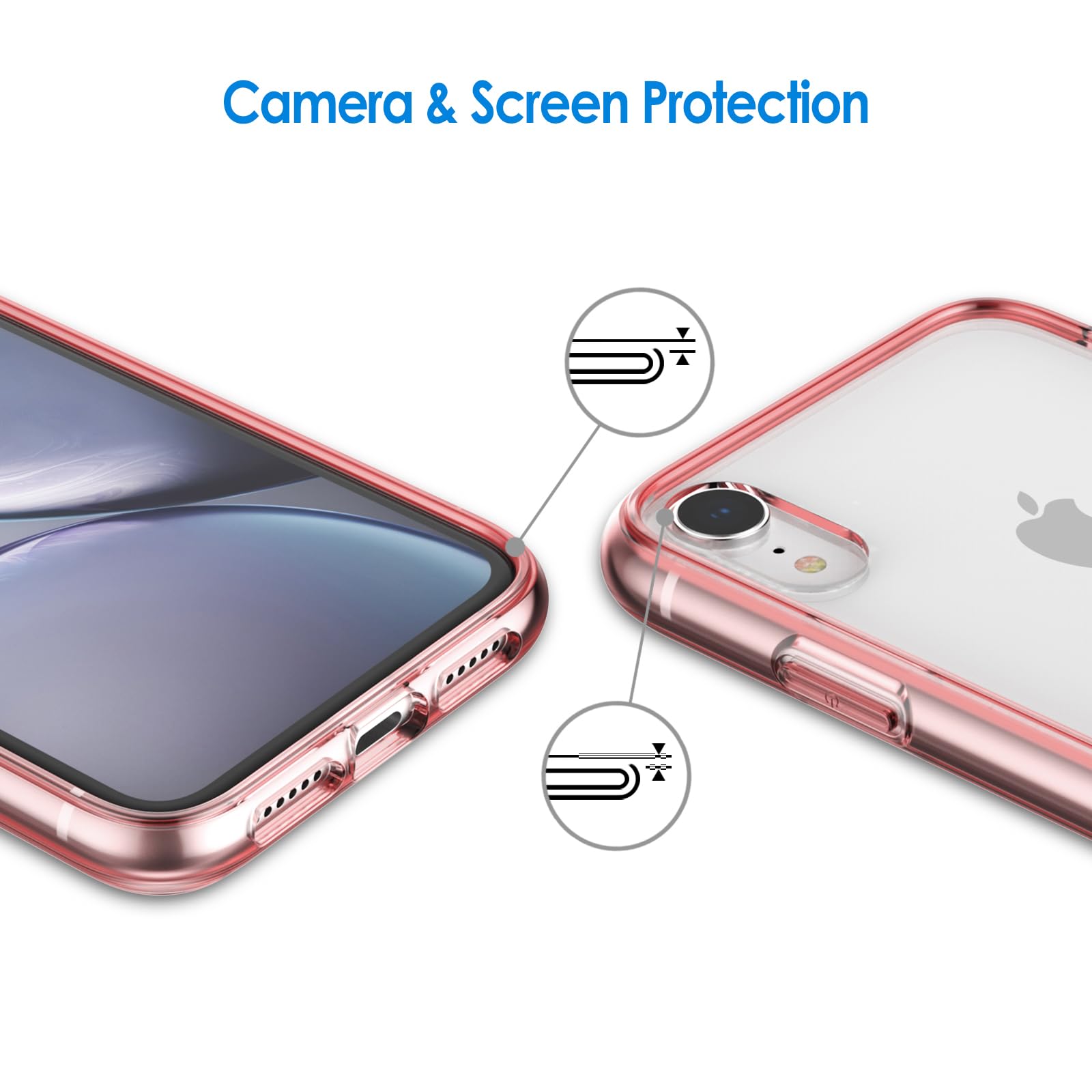 Jetech Case For Iphone Xr 6.1-Inch, Non-Yellowing Shockproof Phone Bumper Cover, Anti-Scratch Clear Back (Rose Gold)