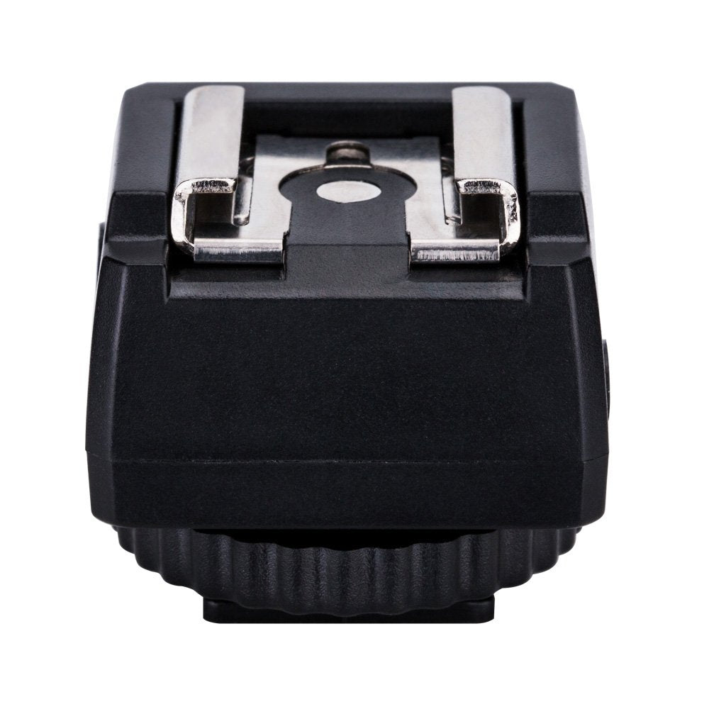Jjc Standard Hot Shoe Adapter With Extra Pc Sync Connection Port & 3.5Mm Mini Phone Connection Port For Connecting Cameras To Ad