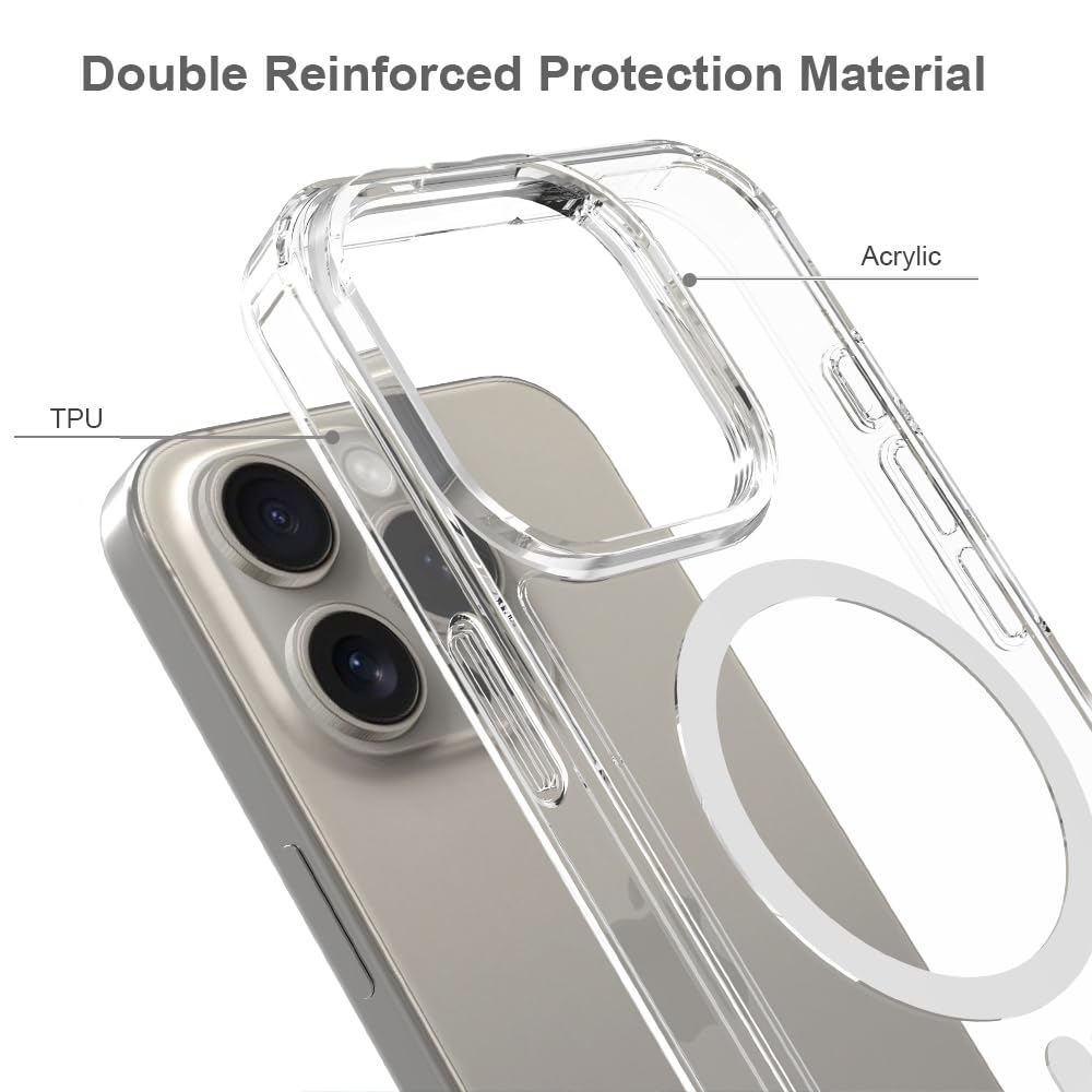 Pinlisheng Magnetic For Iphone 15 Pro Case 6.1 Inch,Compatible With Magsafe,Shockproof Anti Scratch Clear Thin Slim Phone Case.C