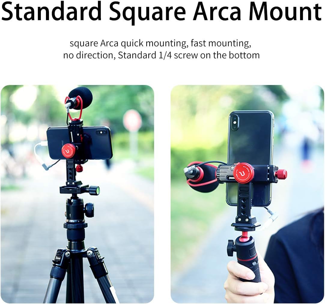 Cell Phone Tripod Mount, Ulanzi St-14 Smartphone Tripod Mount Adapter Aluminum With Cold Shoe, 360 Cell Phone Stand Holder Clamp