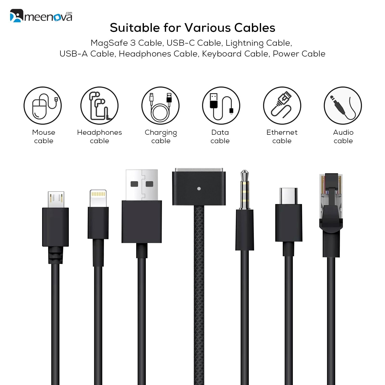 Meenova Cord Organizer 304 Stainless Steel Cable Holder, Cable Management Aesthetic Cute Desk Accessories, Office Computer Desk