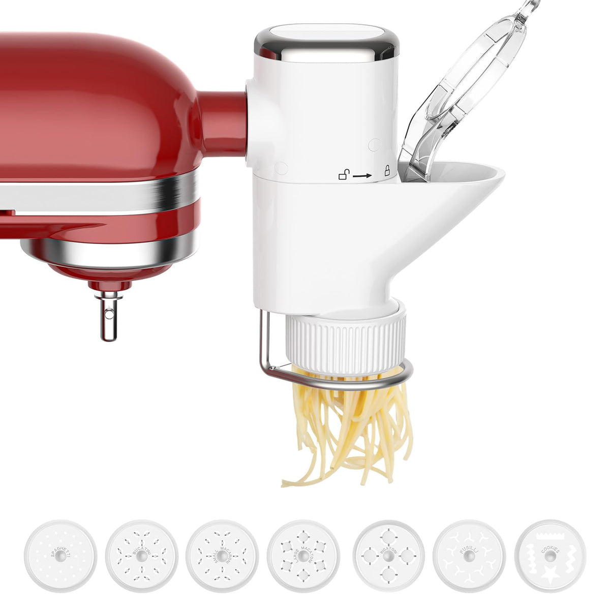 Gourmet Pasta Press Attachment For Kitchenaid Stand Mixers, Pasta Press For Kitchenaid Mixer Attachments With 7 Interchangeable