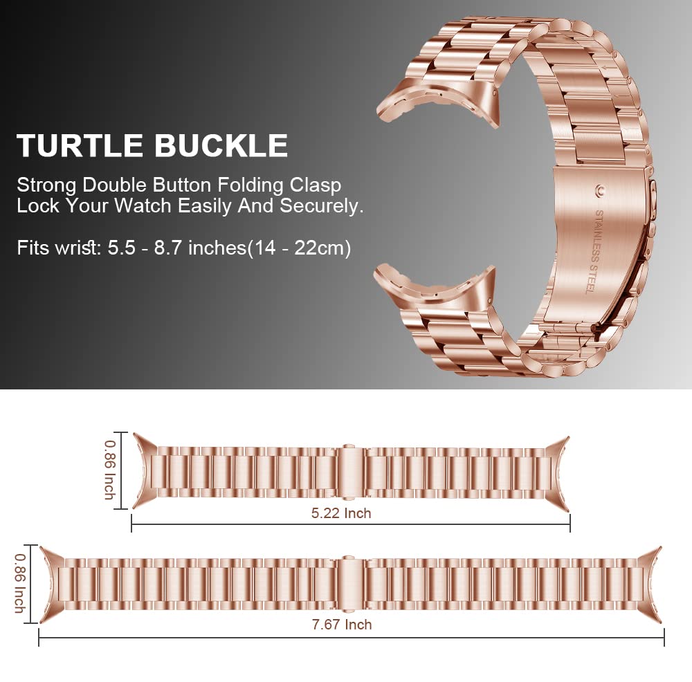 Yeahxing Compatible With Google Pixel Watch Band Metal, Adjustable Stainless Steel Metal Wristband Band For Google Pixel Watch 2