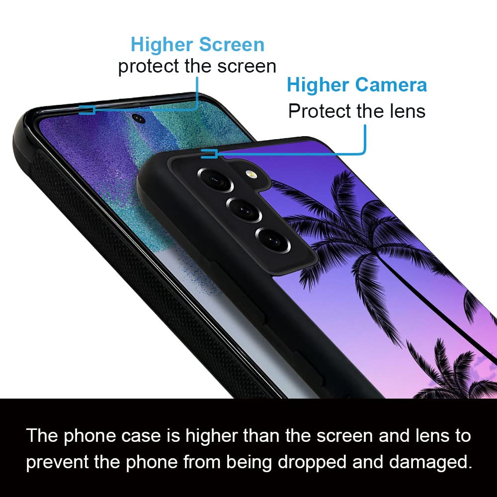 ZHEGAILIAN Samsung Galaxy S23 Phone Case Shockproof Non-Slip TPU PC Colorful Sunset Palm Leaf 6.1 inch