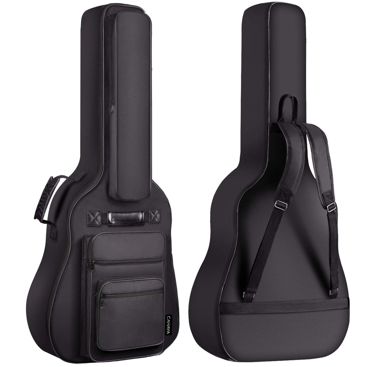 Cahaya 40 41 42 Inch Multi-Pockets Acoustic Guitar Bag 6 Pockets 0.4Inch 10Mm Thick Padding Water Resistent Guitar Case Gig Bag 