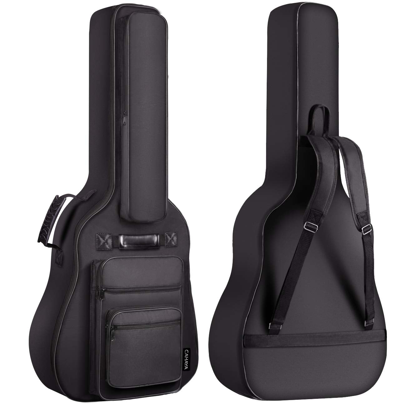 CAHAYA 40 41 42 In Multi-pockets Acoustic Guitar Bag 6 Pockets 0.4In 10mm Thick Padding Water Resistent Guitar Case Gig Bag CY01