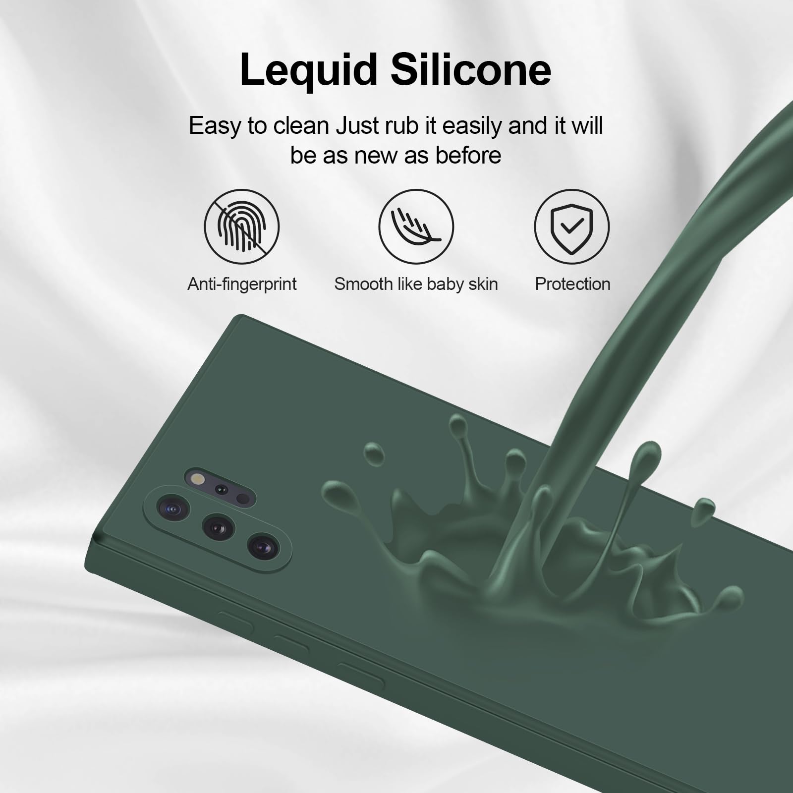 Giiyoon Silicone Case Compatible With Samsung Galaxy Note 10 Plus, Full Body Silky Soft Touch Phone Case With Camera Protection,