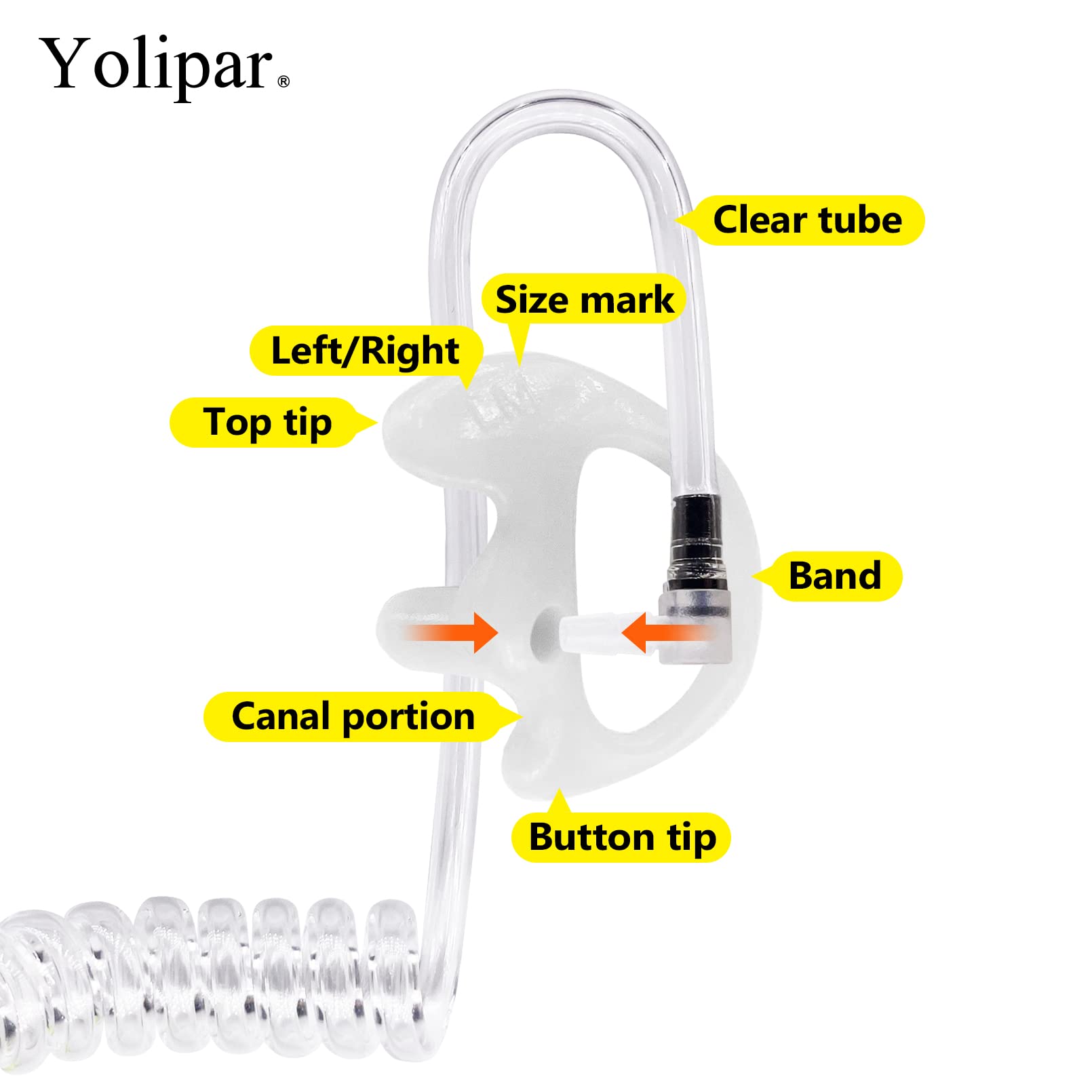 Yolipar Replacement Soft Silicone Eardud Earmold For Walkie Talkie Audio Kit Air Acoustic Tube Earpiece Headset (White, Small(1