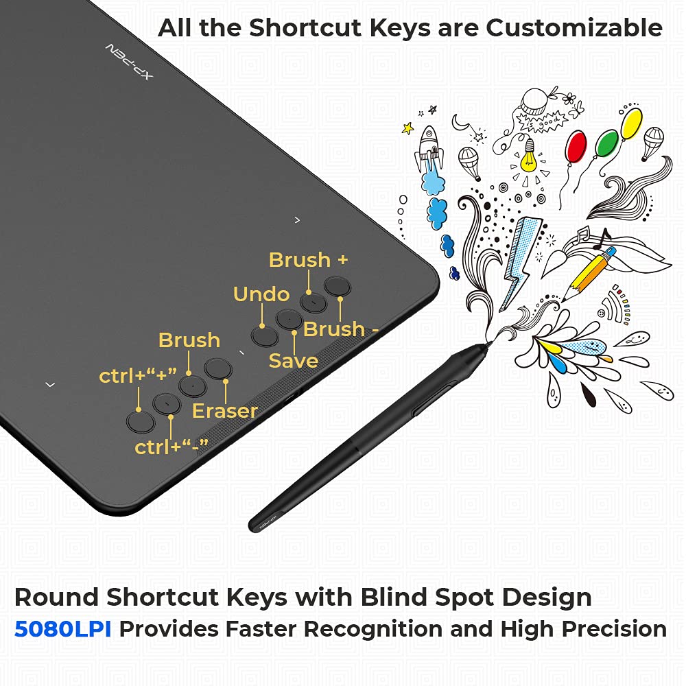 Xppen Deco 01 V2 Drawing Tablet 10X6.25 Inch Graphics Tablet Digital Drawing Tablet For Chromebook With Battery-Free Stylus And