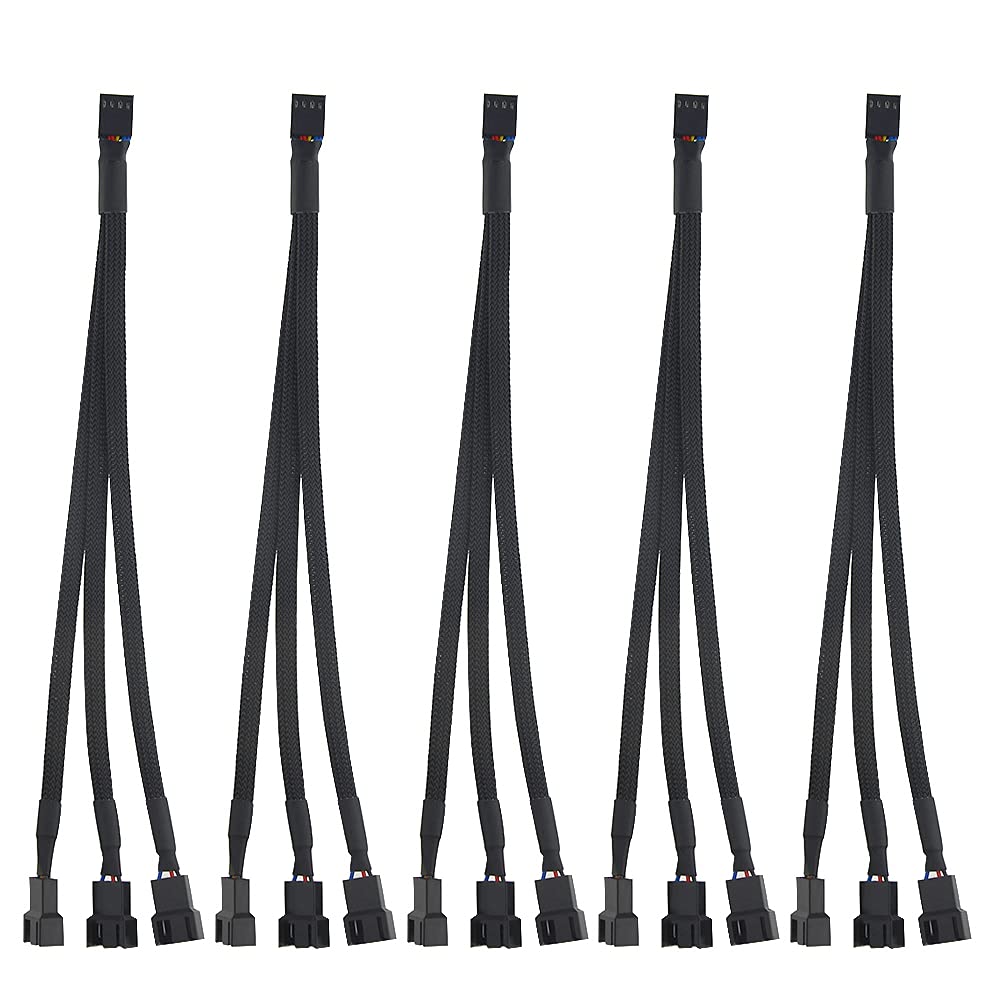 Wmycongcong 5 Pcs Fan Splitter Cable 4 Pin Y Splitter 1 To 3 Converter Pc Fan Power Extension Cable For Pwm Fan Case Computer At