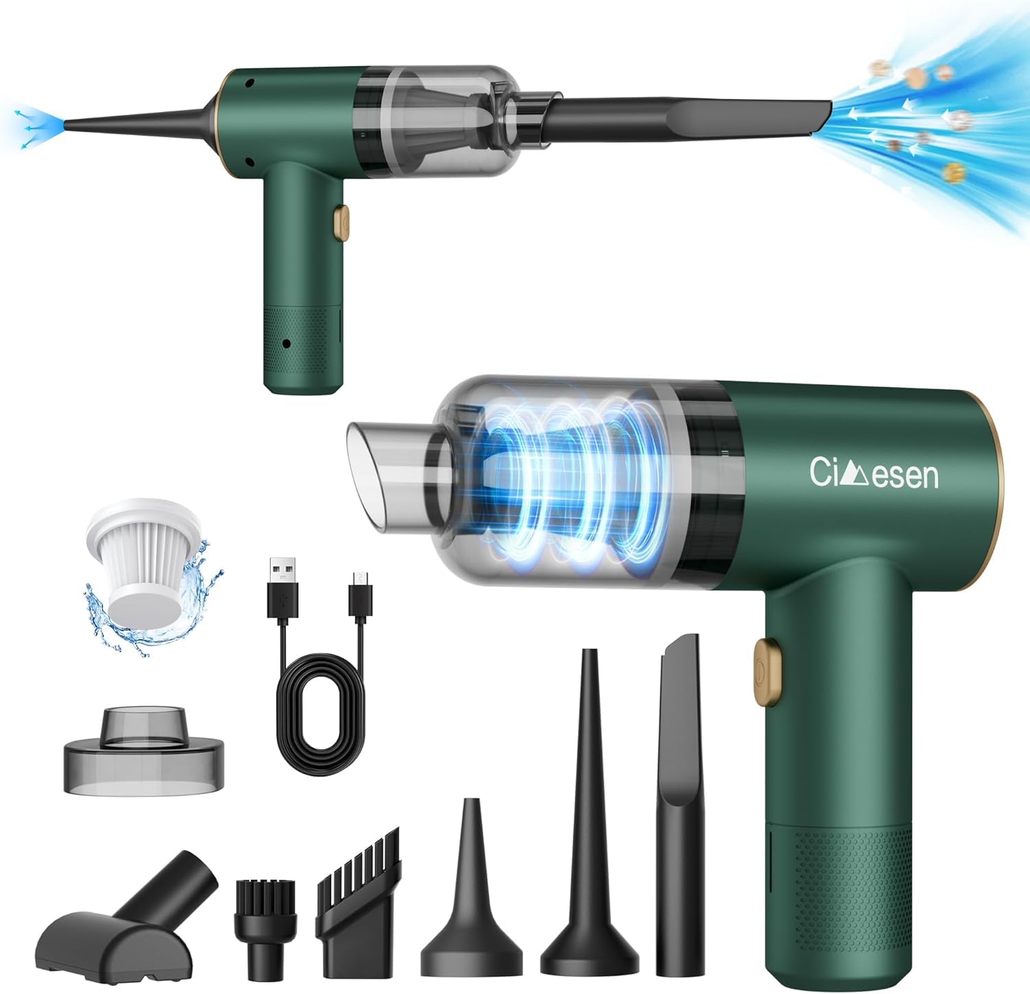 Cimesen Car Vacuum Portable 4 In 1 Vacuum Cleaner 12000Pa Mini Handheld Vacuum Cordless Rechargeable 120W High Power Car Vacuum