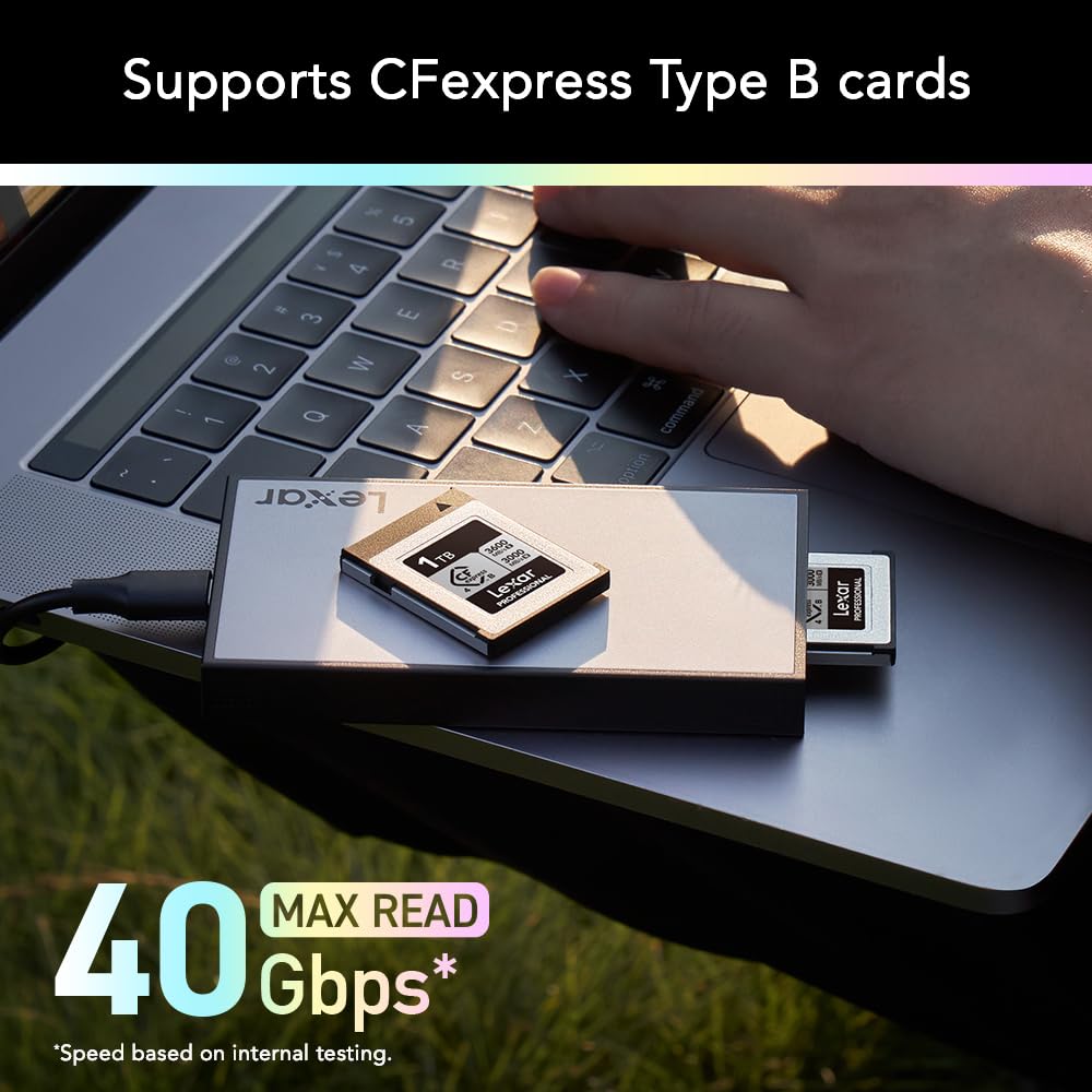 Lexar Professional Workflow Cfexpress 4.0 Type B Card Reader, Pairs With Lexar Professional Workflow, Usb C To Usb A Adapter, Co