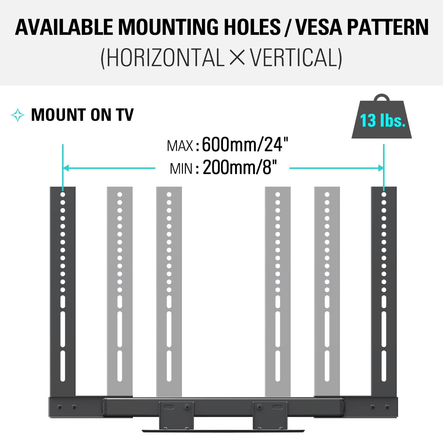 Mounting Dream Soundbar Mount With Easy Access Design For Sonos Beam, Soundbar Bracket With Sliding Block Fits Tv Up To Vesa 600