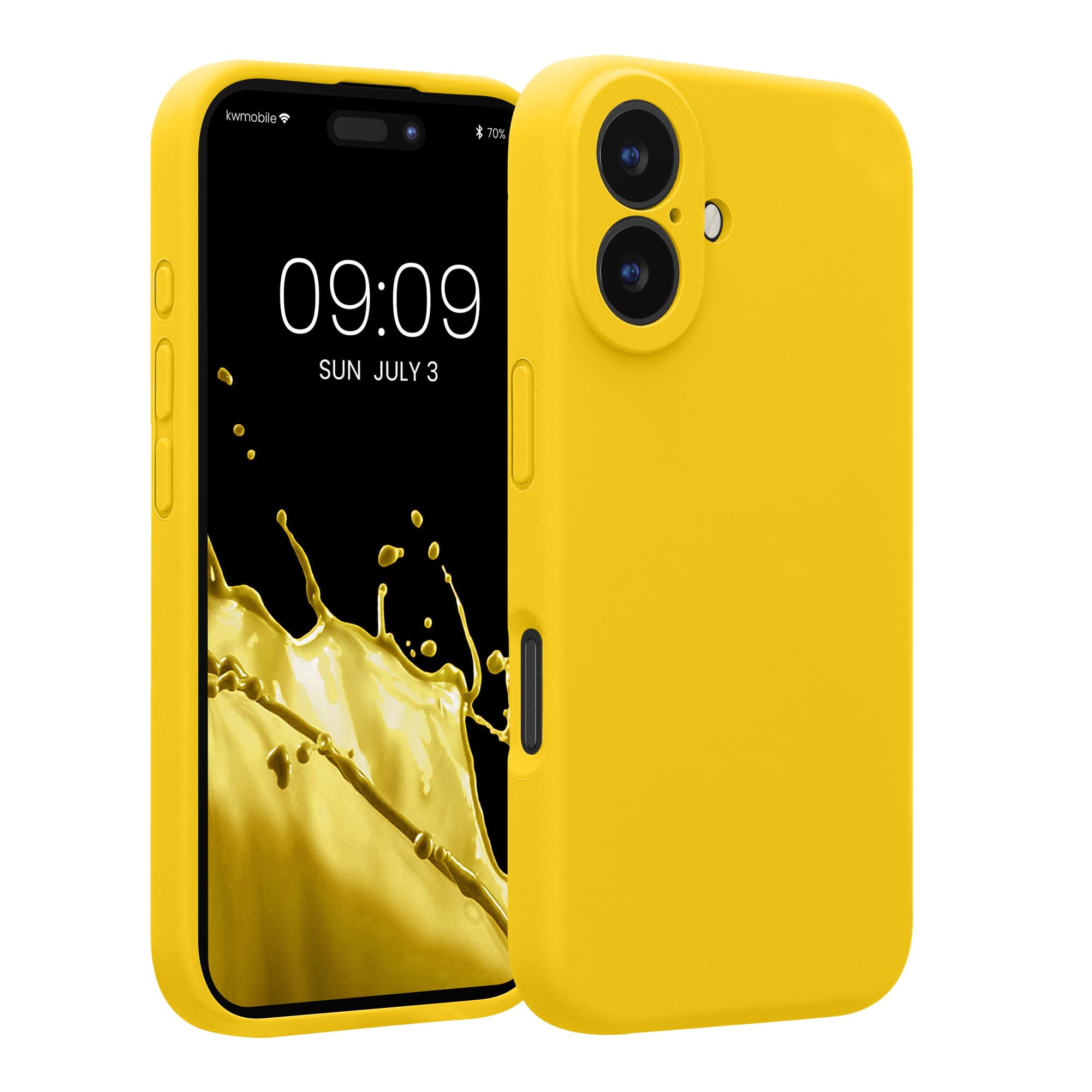 kwmobile Case Compatible with Apple iPhone 16 Case - Slim TPU Silicone Phone Cover - Soft Touch Finish - Radiant Yellow