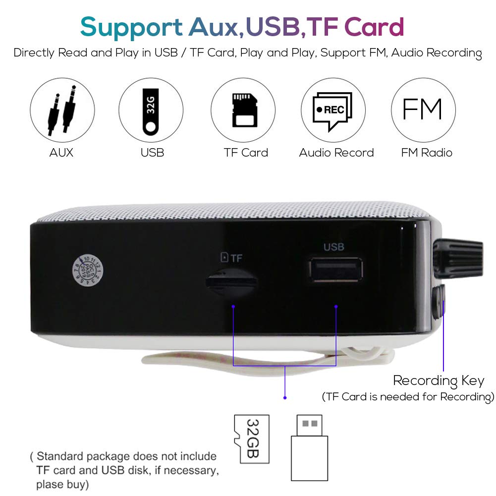 Voice Amplifier, Shidu Original Wireless Voice Amplifiers 10W Rechargeable Portable Mini Pa System Speaker With Uhf Wireless Mic