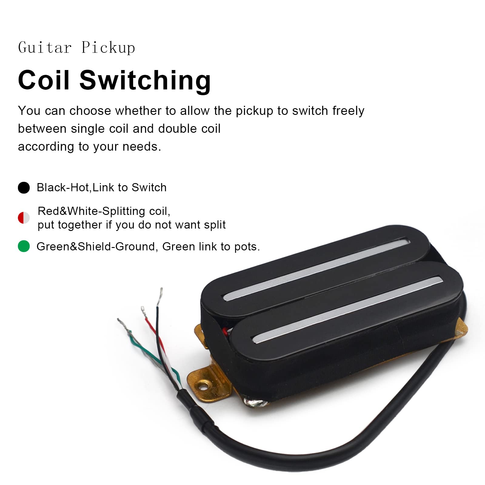 Saphue Electric Guitar Humbucker Dual Rail Guitar Bridge Pickup With 57Mm Steel Pole Black