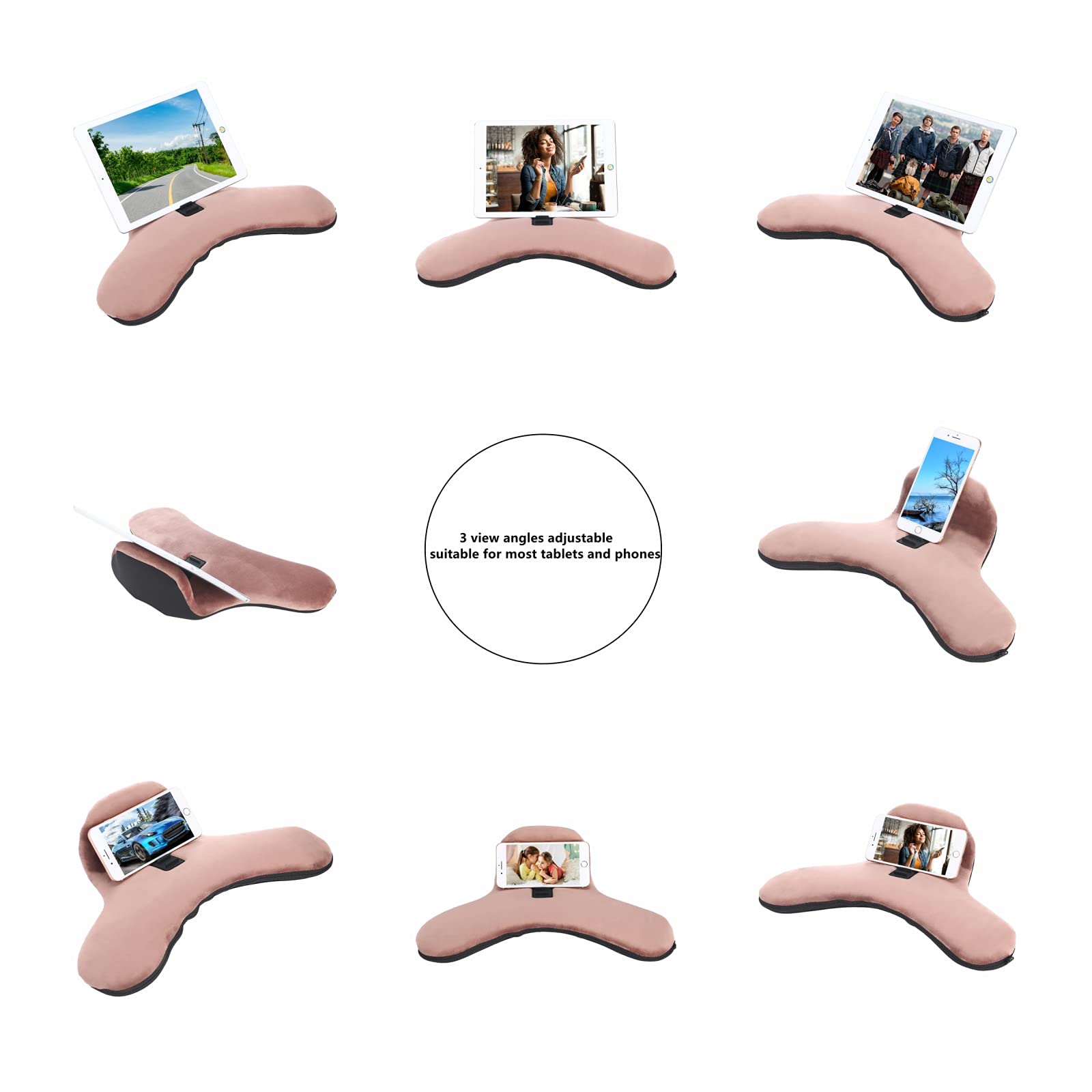 Soft Pillow For Ipads, Multi-Angle Phones&Tablets Pillow Lap Cushion Stand, Universal Ipad Tablet Reading Stand Pillow Holder As
