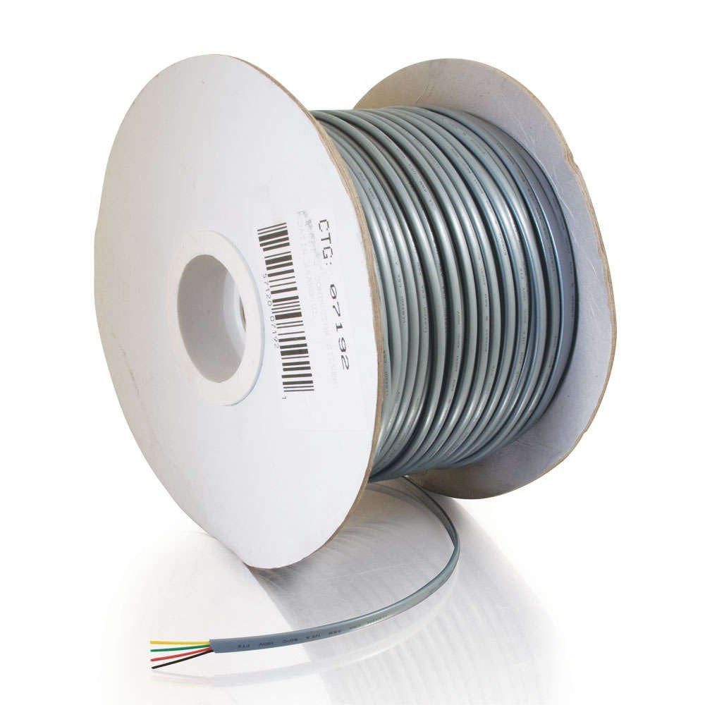 C2G 07192 28 Awg 4 Conductor Silver Satin Modular Flat Telephone Cable Reel Silver Jacket (500 Feet 152.4 Meters)