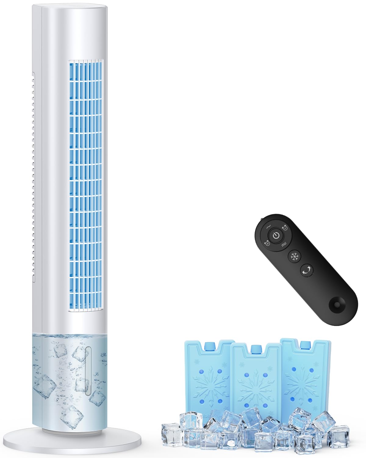 Evaporative Air Cooler, 35 Windowless Air Conditioner Portable w/3 Speeds, 25ft Remote, Smart Timer & Water Tank, Portable Air C