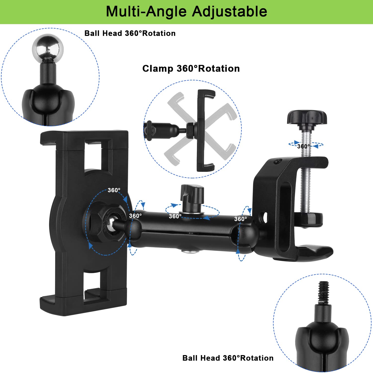 Mippko Kitchen Cabinet Tablet Holder For 7.0~12.9 Inch Ipad/Nexus/Lg G Pads/E Reader/Switch,Multi Angle Adjustable Aluminum Alloy Arm Mount,No Drilling Hole