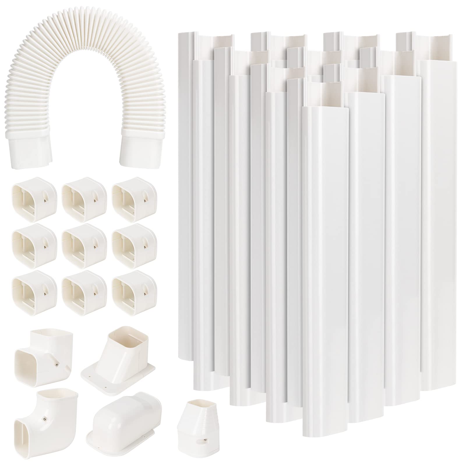 Guequitlex 3'' W 16.1 Ft Line Set Cover Kit For Mini Split Air Conditioner Decorative Pvc Line Cover Kit For Central Air Conditi