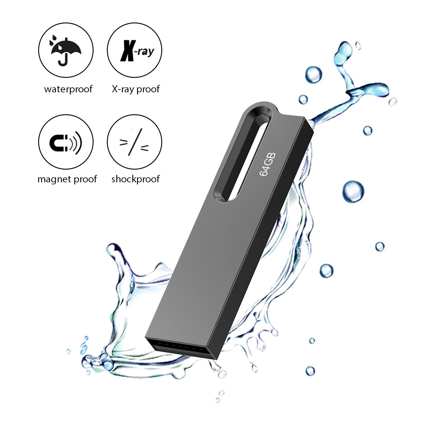Aiibe 64Gb Flash Drive 2 Pack Metal Usb Drive Thumb Drive 64 Gb Usb 2.0 Memory Stick Waterproof Usb Flash Drive Portable Jump Drive Zip Drives With Keychain (64G, 2 Colors: Black Silver)