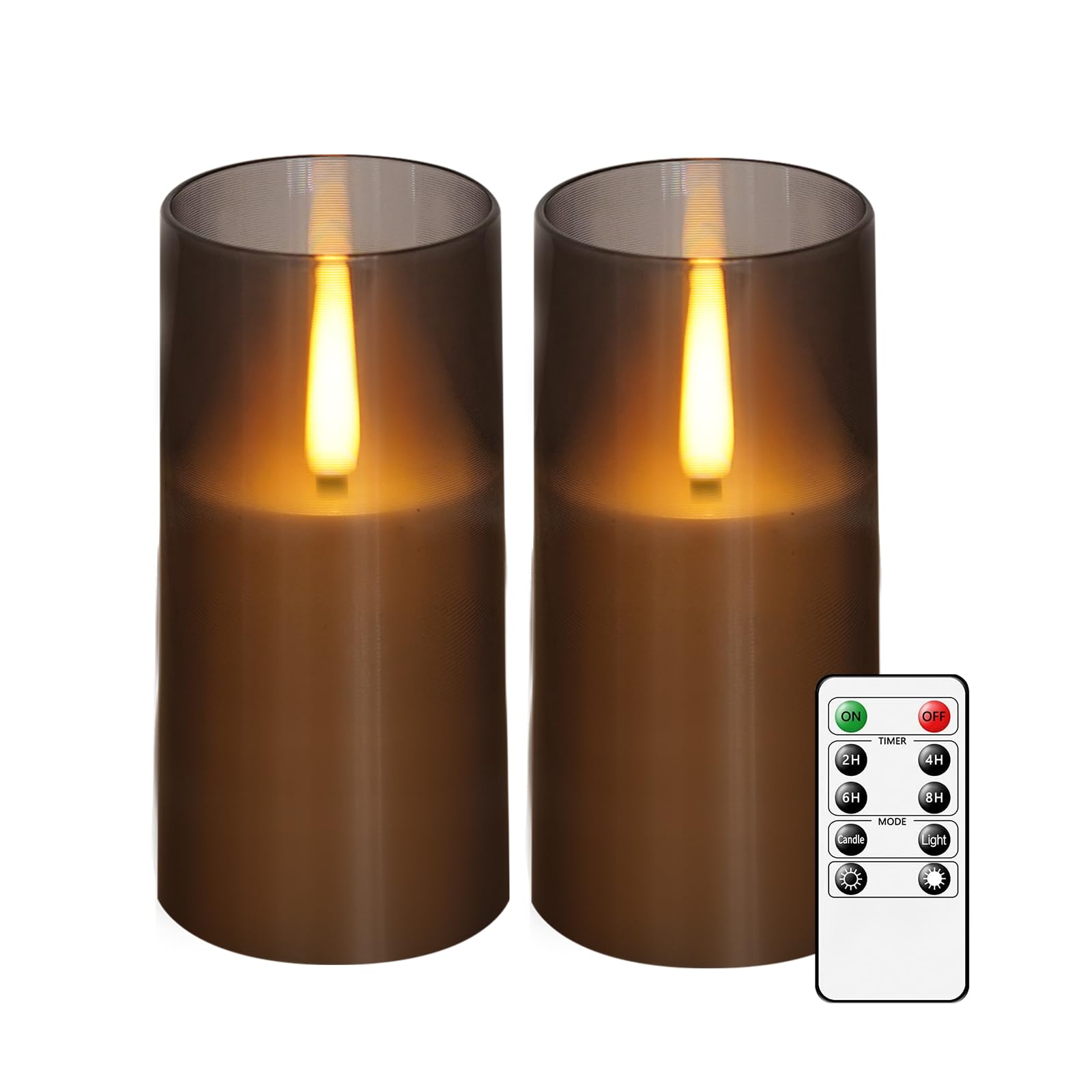 Jinyania Flameless Led Candles, Upgraded Realistic Flickering Flame Pillar Candles, Battery Operated Candles With Remote Timer,