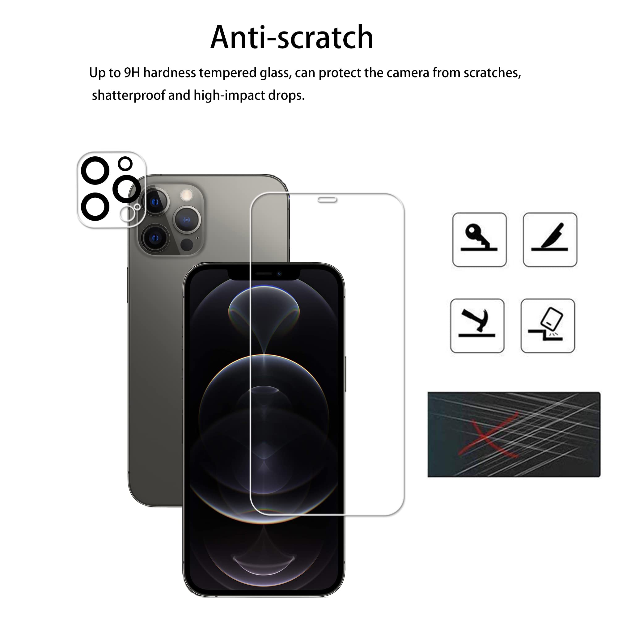 Hkkais Easy Alignment Frame Designed For Iphone 12 Pro Max Tempered Glass Screen Protector 2 Pack Camera Lens Protector Film 2 P