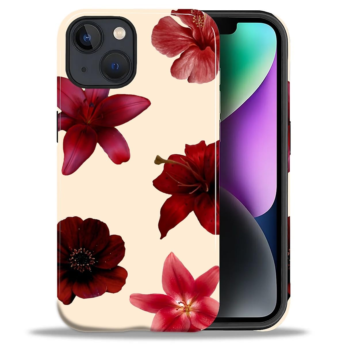 Goodsprout for iPhone 15 Case,Hybrid 2-Layer Hard Shell + Silicone Protective Case -Resistant Shockproof- The red Tiger-Skin Lil