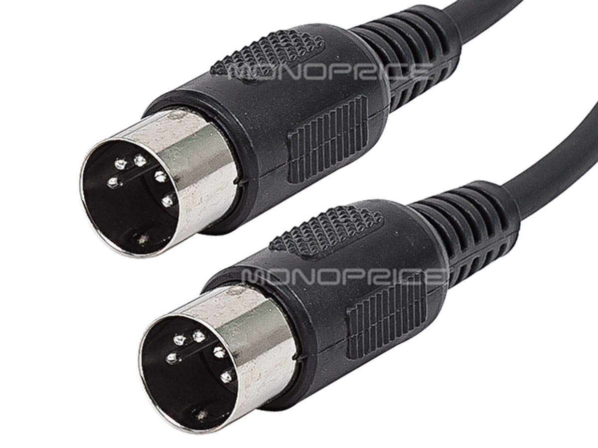 Monoprice Midi Cable   25 Feet   Black With Keyed 5 Pin Din Connector, Molded Connector Shells
