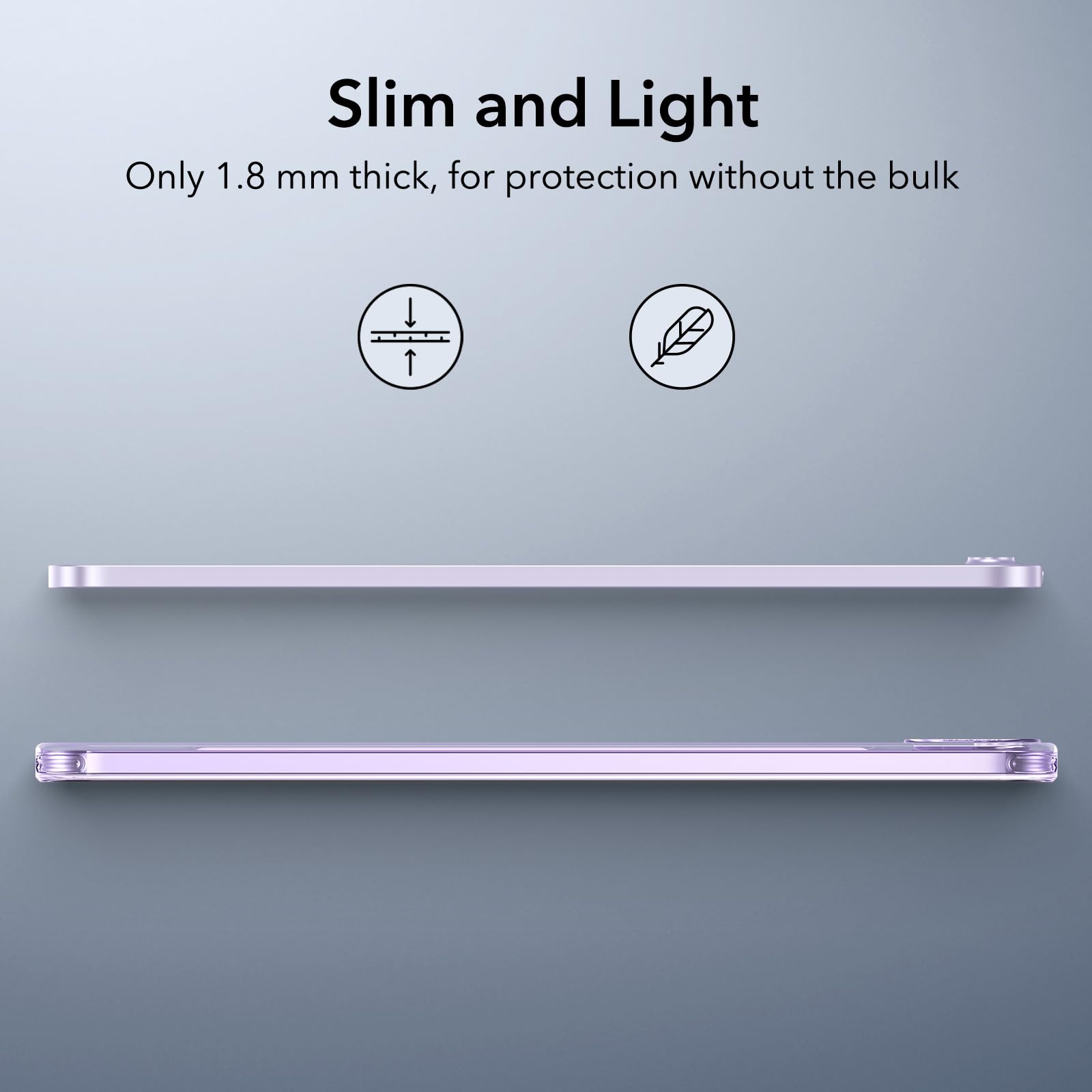 Esr For Ipad Air 11 Inch Case M2 2024, Ipad Air 6Th/5Th/4Th Gen(2024/2022/2020), Slim&Light, Yellowing Resistant, Transparent Back Cover, Supports Pencil Pro&Pencil (Usb C), Zero Series, Clear Purple