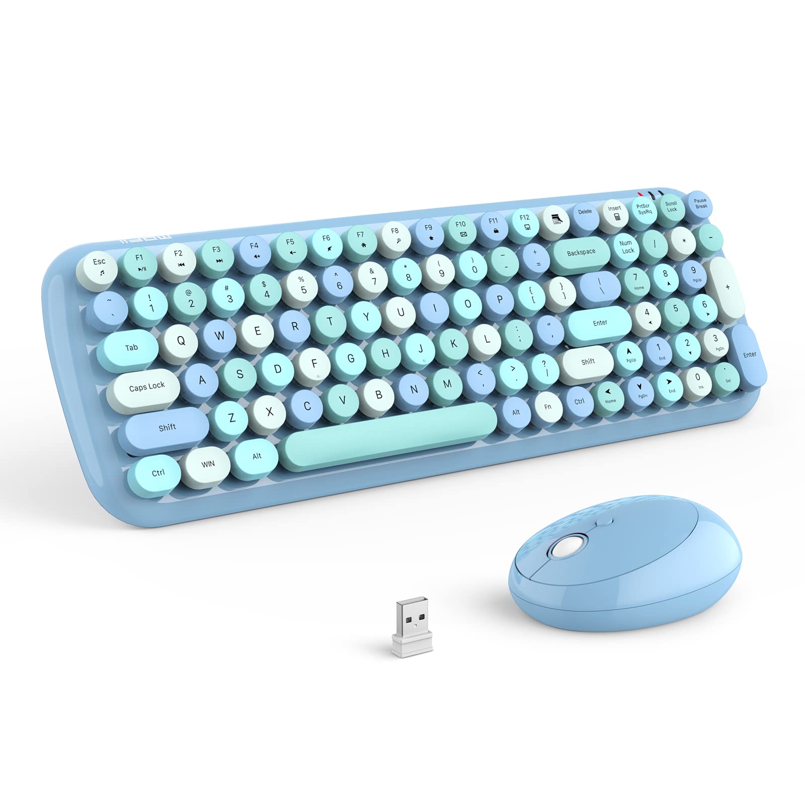 Mofii Wireless Keyboard And Mouse Combo, Compact 2.4G Usb Full Size Wireless Mouse And Keyboard Combo, Cute 110 Keys Keyboard Fo