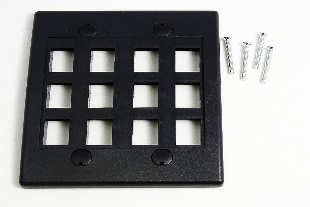Riteav   Keystone Wall Plate Double Gang 12 Port Black (1 Piece Flush)