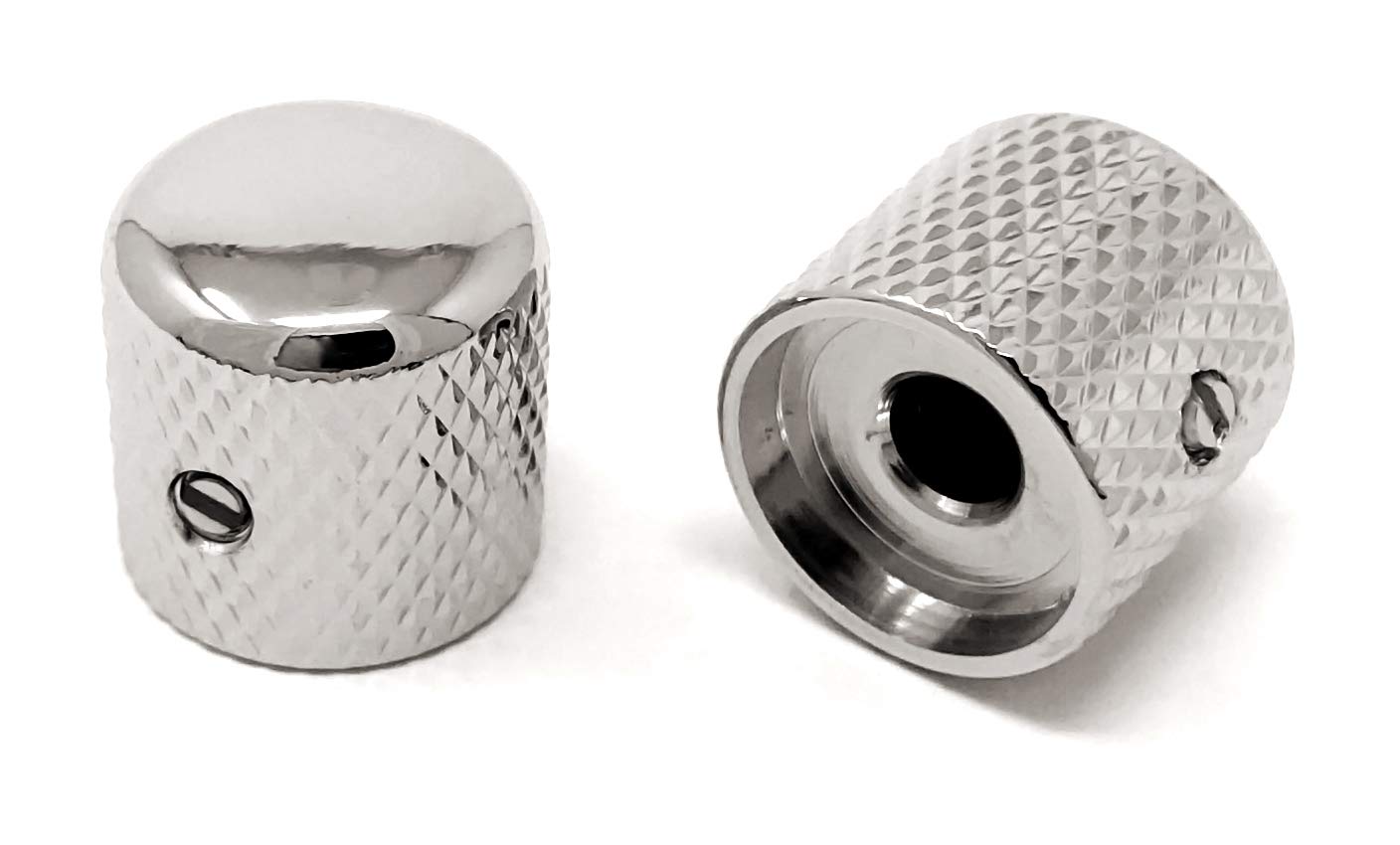 Vintage Forge Nickel Metal Dome Knobs For Electric Guitar And Bass (Set Of 2) 6Mm Shaft With Set Screw Dk50M Nkl