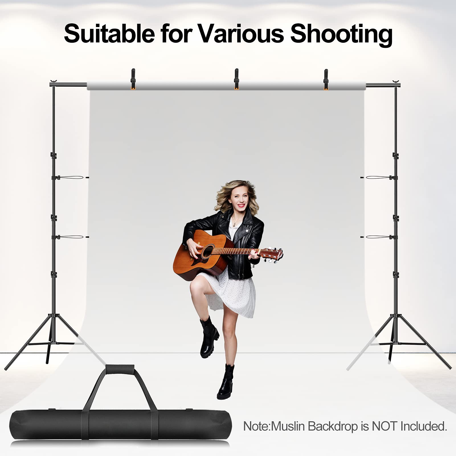 Gloshooting Backdrop Stand For Photoshoot, 8.5 X 10 Ft Heavy Duty Back Drop Adjustable Stands, Photography Background Support Sy