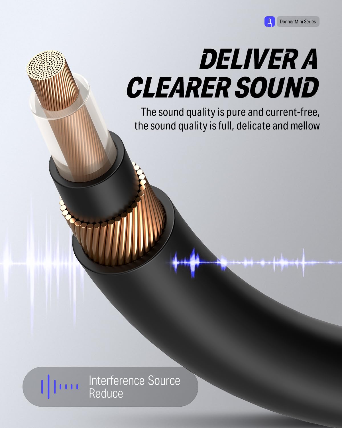 Donner Flat Patch Cables For Guitar Effect Pedal 6 Inch Save Space Clear Sound 1/4'' Ts Right Angle 6 Packs